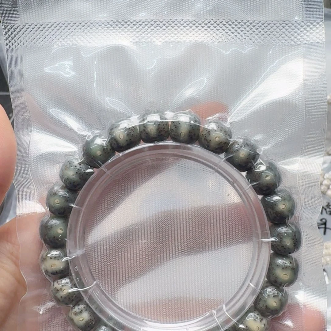星月菩提手串10.9星月菩提石玉料单圈
