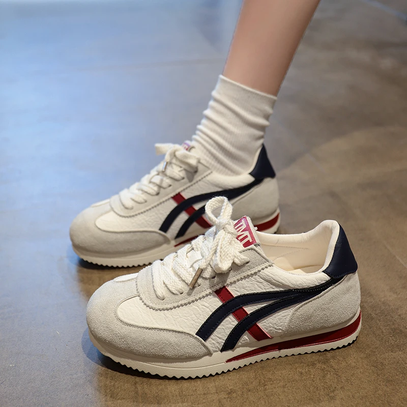 德训鞋女复古阿甘鞋2025系带秋季轻职风时尚休闲鞋韩版潮流运动鞋