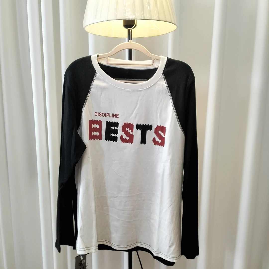 春季新款大码休闲拼接打底长袖