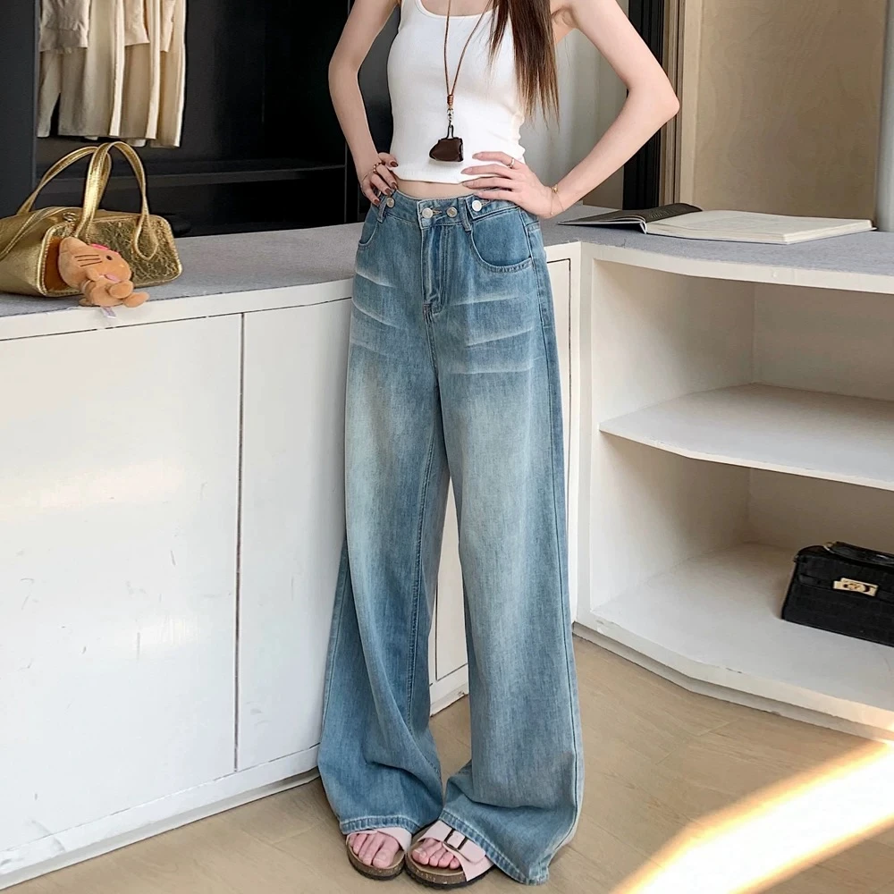 【3506】尚#高腰直筒宽松牛仔裤