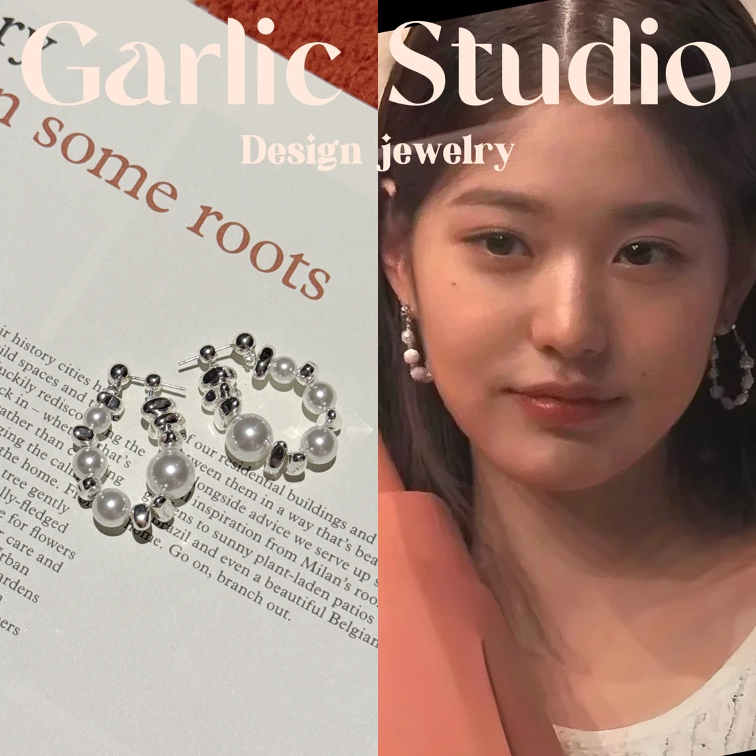 铜合金仿珍珠耳饰 <Garlic Studio>圈圈圆圆-张元英同款水滴耳圈