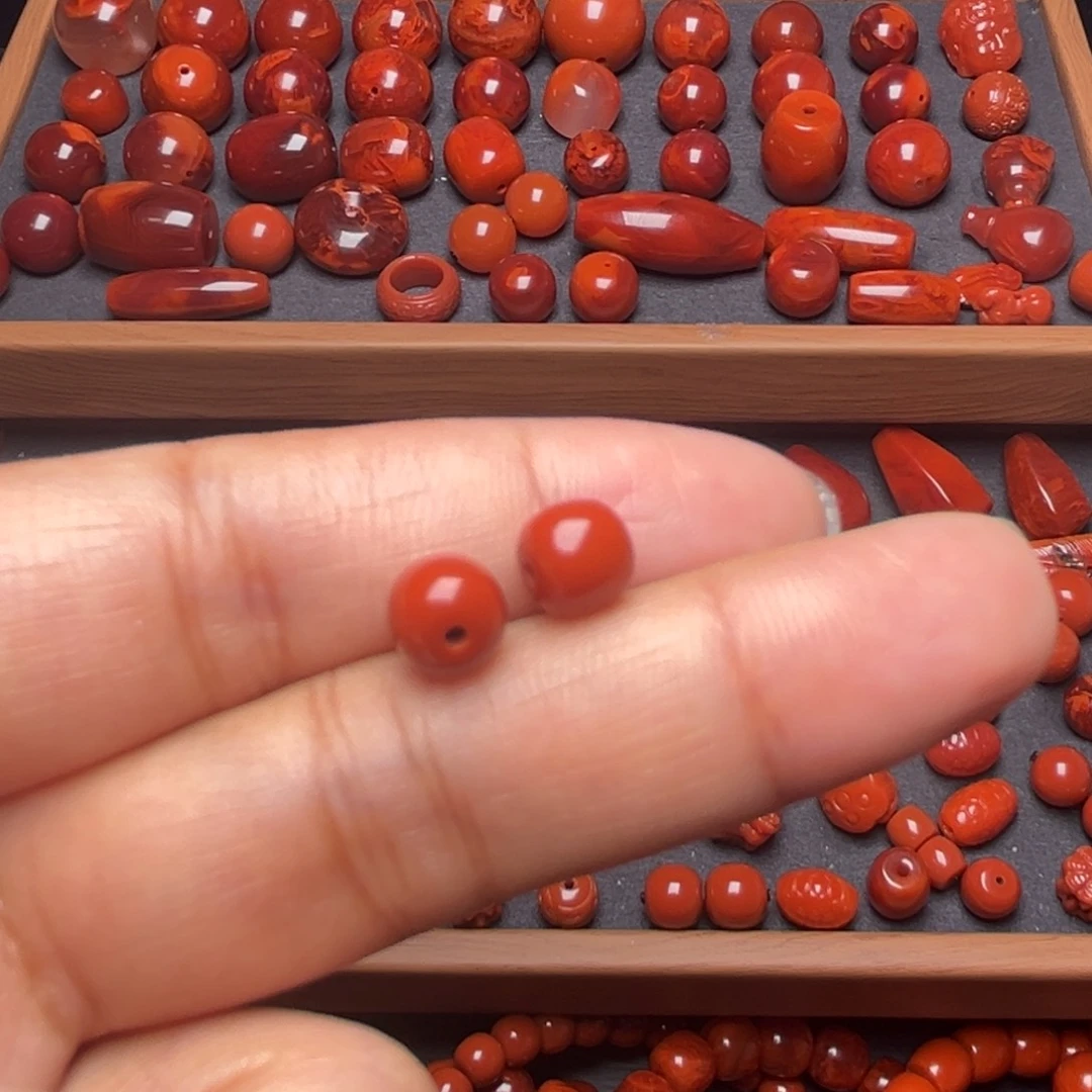 南红玛瑙配饰未镶嵌老型卡7mm对珠