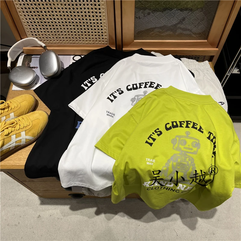 吴小越w1340男童夏款机器人宽松无感数码印花冰感棉t恤短袖中大童