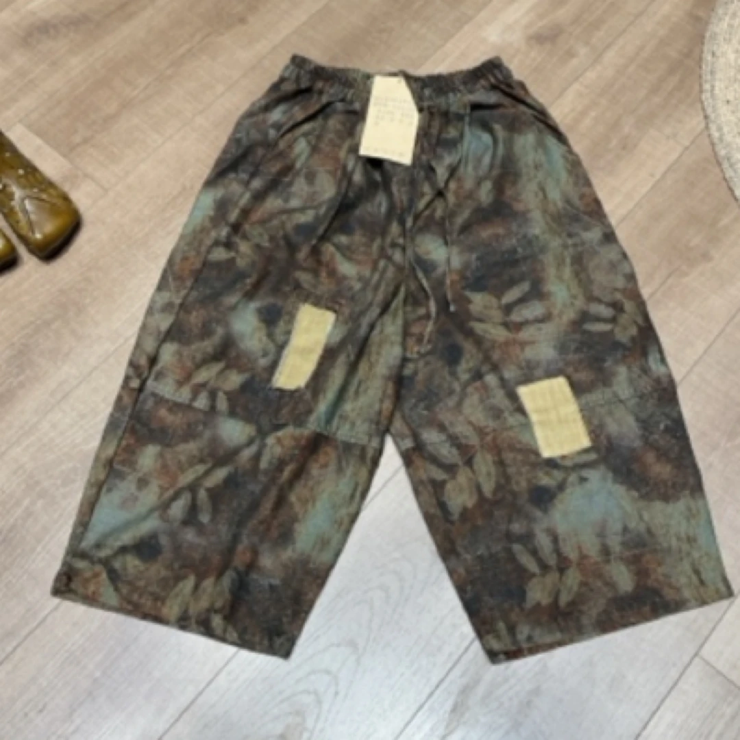 王蜜儿早春花卉牛仔裤女拼布设计感休闲裤85裤长140臀围