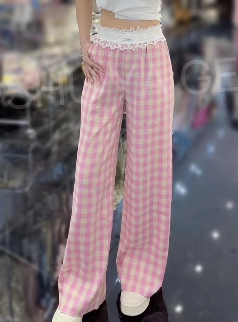 淑雅阁服饰 高腰牛仔裤女宽松显瘦直筒设计感拖地阔腿裤春夏9038