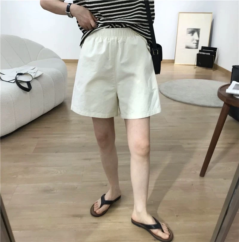 9806纯棉短裤女夏季舒适松紧高腰显瘦阔腿热裤瘦版休闲百搭阔腿裤