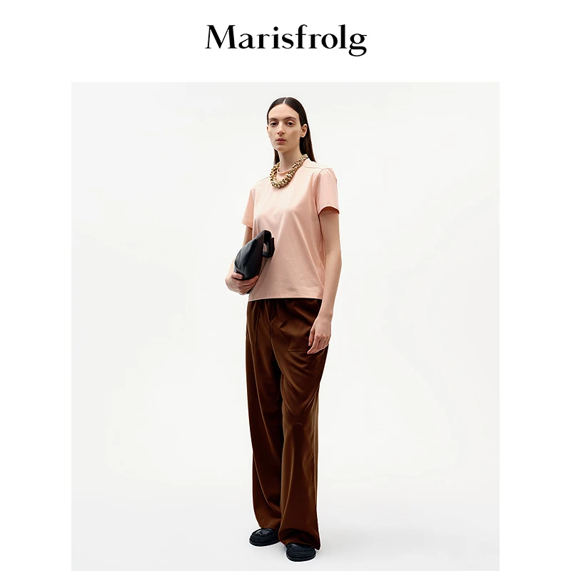 Marisfrolg玛丝菲尔新款夏季经典百搭纯色显白短袖T恤A1EG30727
