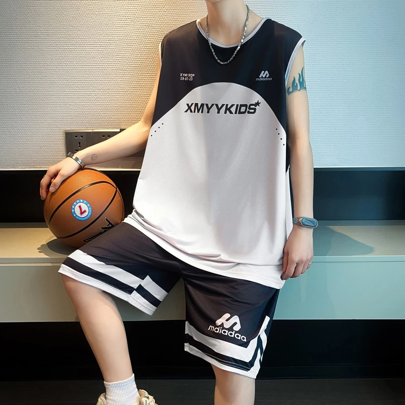 青少年篮球服男夏季速干冰丝运动套装初中学生穿搭一整套无袖背心
