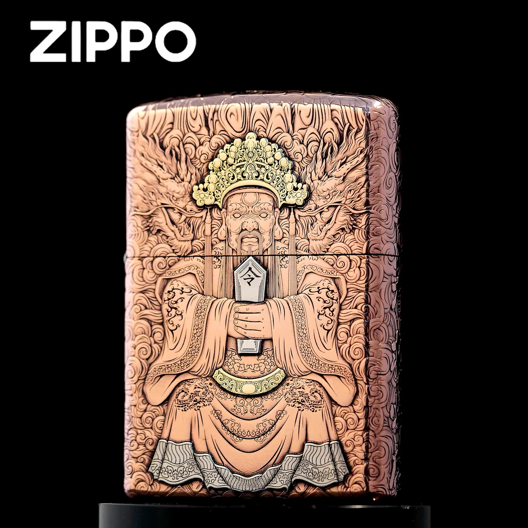 ZIPPO打火机正品/紫铜套壳重甲龙五爷双面浮雕镶嵌【凯亚】DYJ1