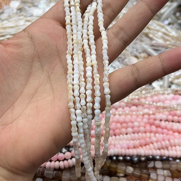 玛瑙/玉髓未镶嵌珠宝半成品3条3*7mm贝壳骨头