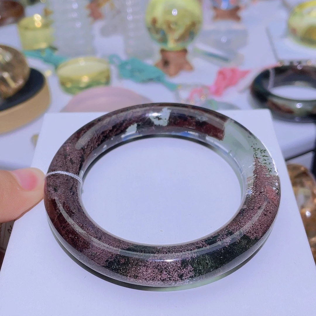 水晶手镯未镶嵌天然彩幽灵手镯