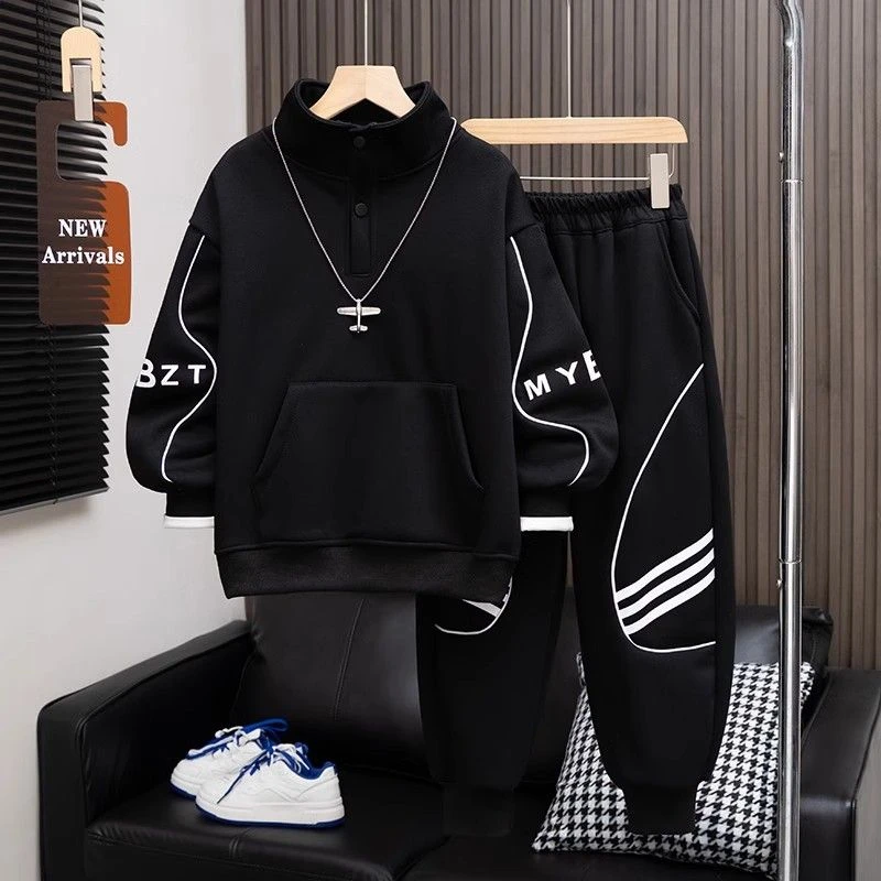 男童春款卫衣套装2025新款中大童男孩帅气休闲运动时尚卫衣卫裤套