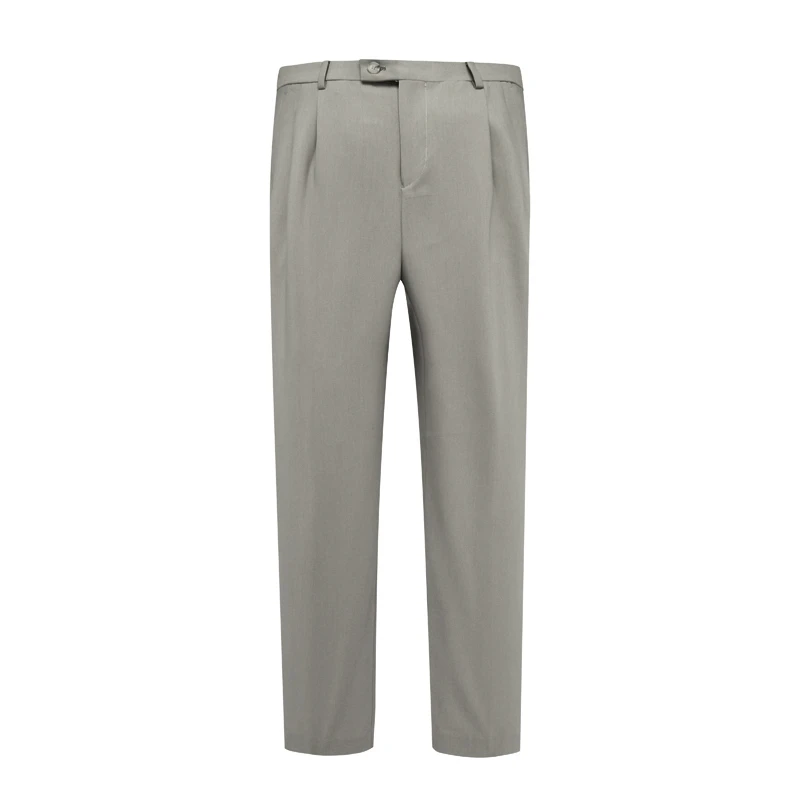 Y1487路春秋男式休闲裤 中腰修身商务休闲长裤弹力 卡其色