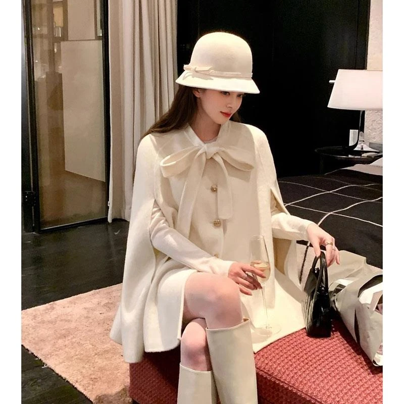 小香风富家千金感斗篷双面呢大衣高级感独特超好看年流行漂亮外套