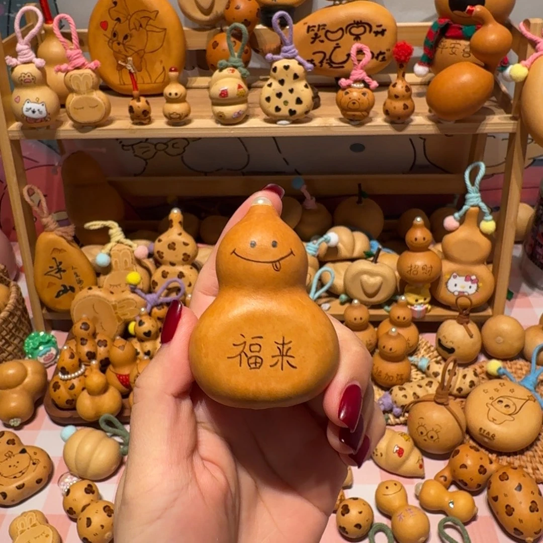 木夹扁葫芦双面烙画
