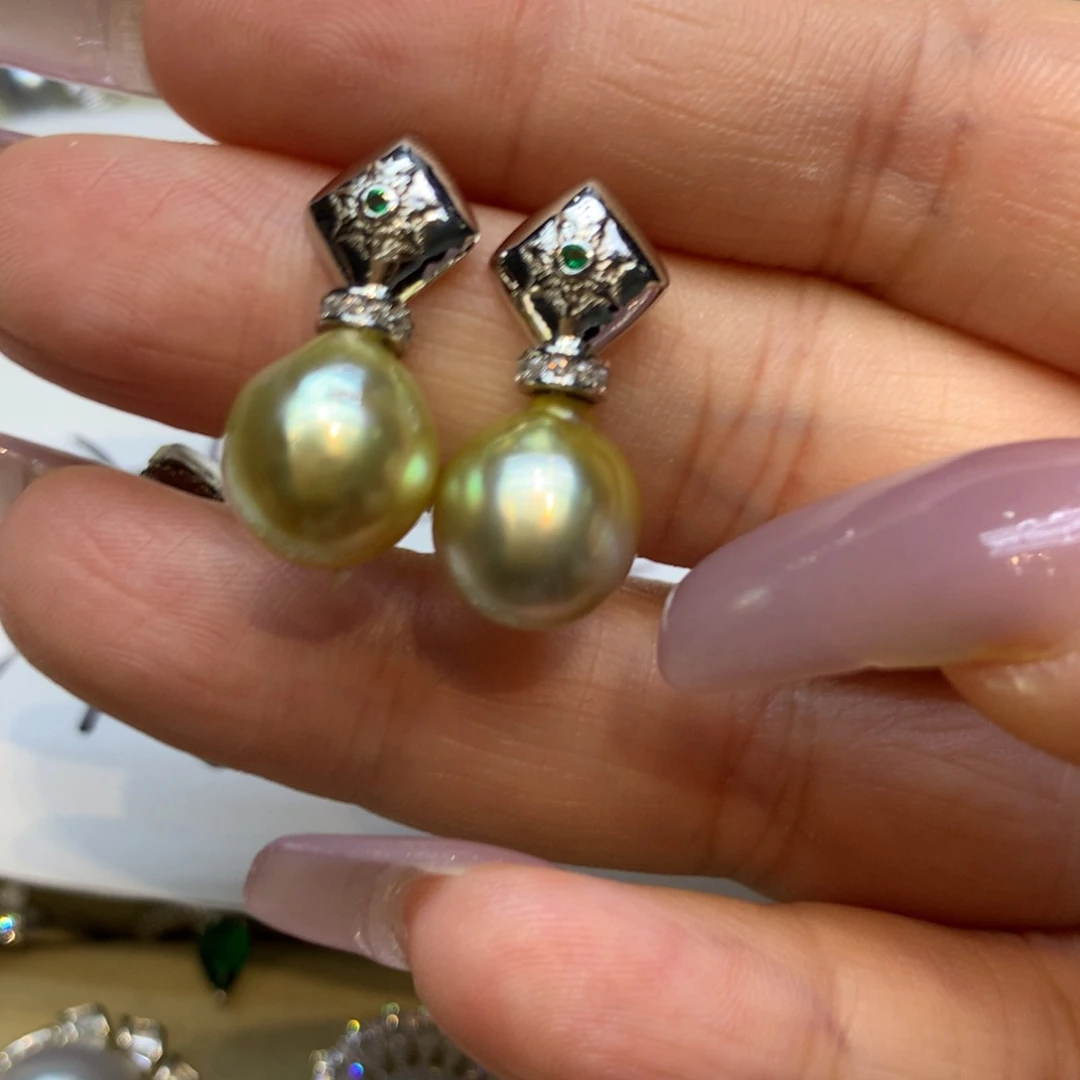 银S925镶嵌耳饰海水珍珠