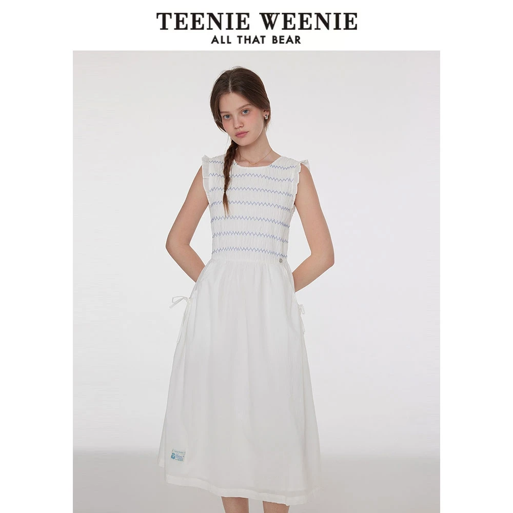 TeenieWeenie小熊25夏新款休闲度假风条纹无袖连衣裙TTOW252509T