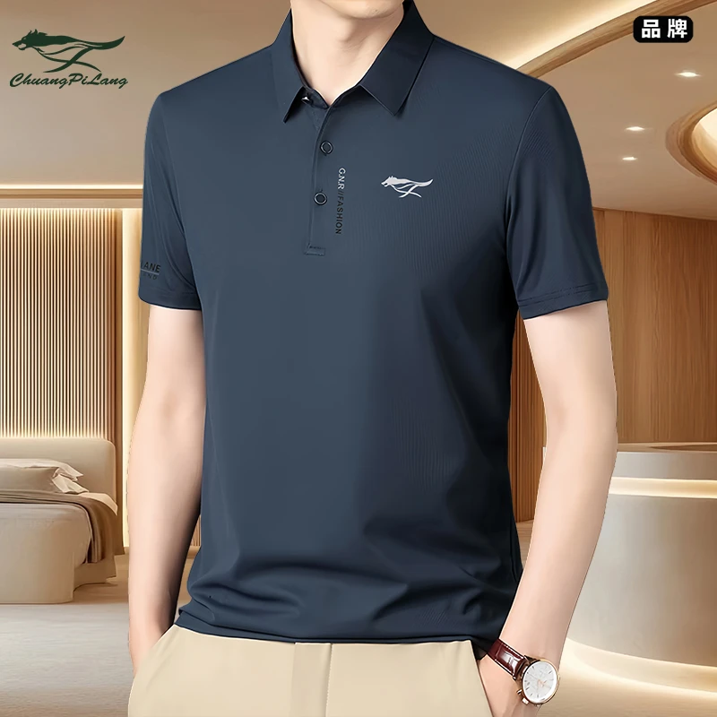 3品牌男士休闲短袖polo衫夏季新款中年商务翻领百搭时尚半袖男