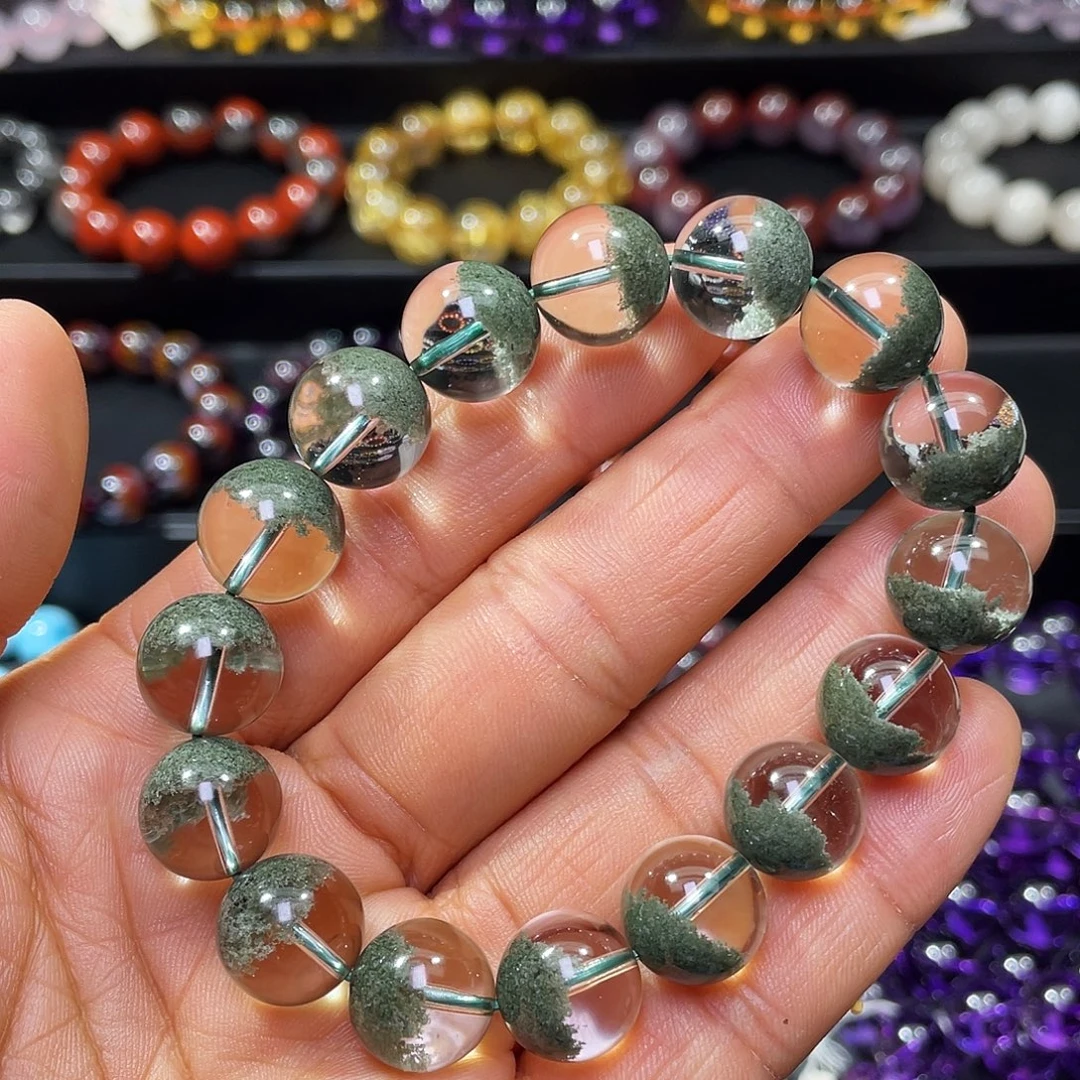 手链未镶嵌水晶巴西绿幽灵聚宝盆