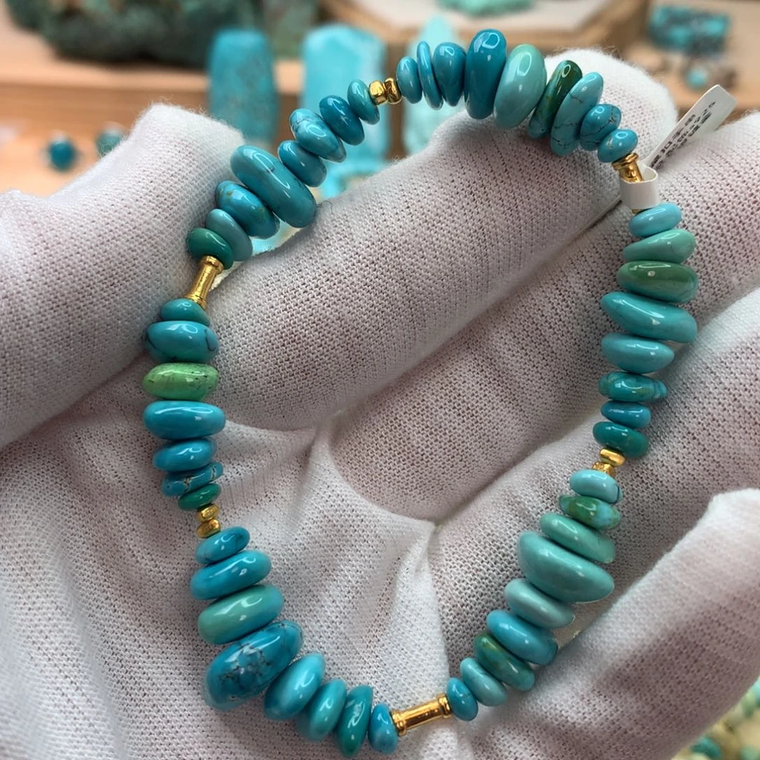 绿松石银S925镀金镶嵌珠宝奇石