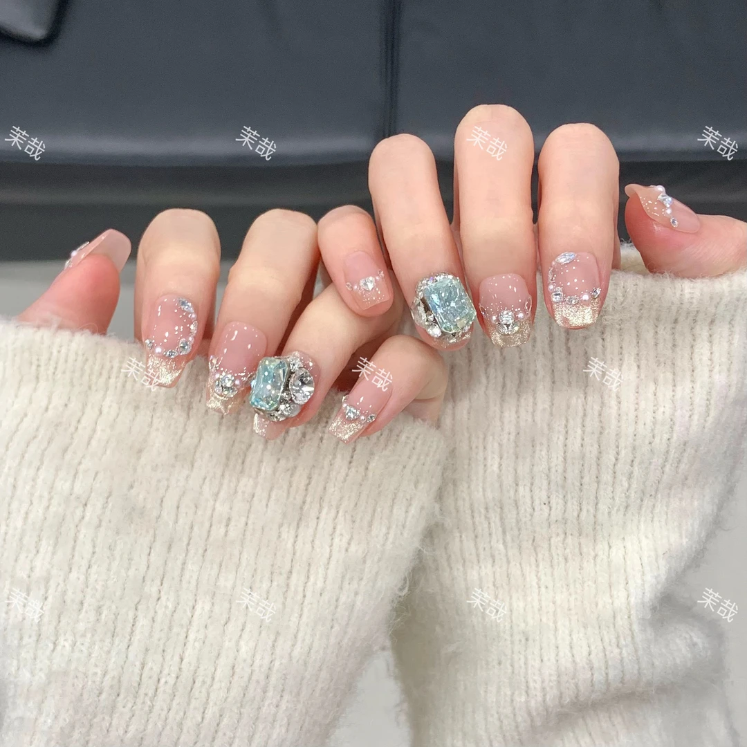 茉哉瑞瑞【莱茵湖畔】纯手工定制美甲拆卸穿戴甲A3610