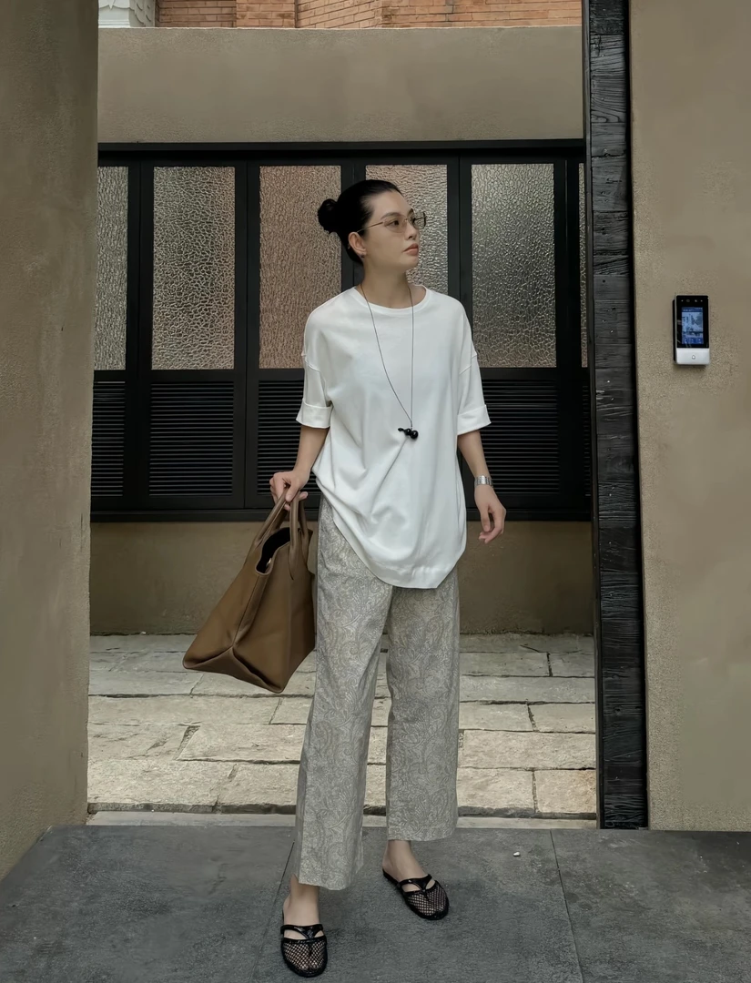 THESOONG|"腰果花"复古纯棉艺术美学松紧腰八分休闲裤HWKZ6870