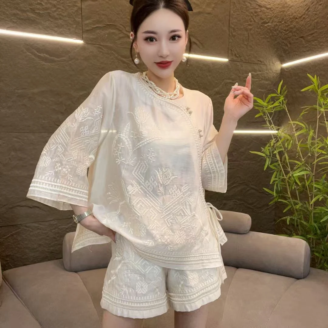 深圳南油乐总-878款-新中式休闲风中国风上衣短裤时尚套装