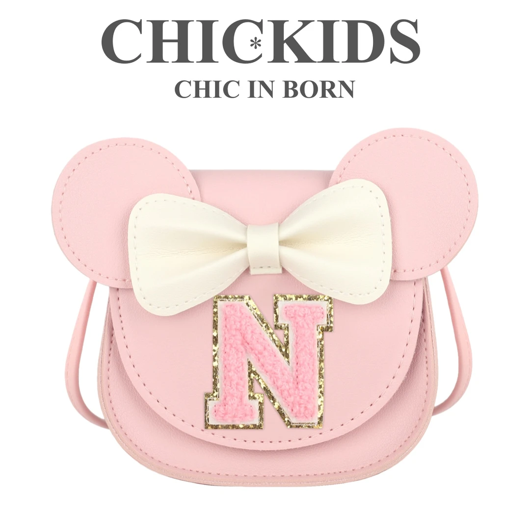 亚马逊跨境热销女童蝴蝶结字母包儿童配饰宝贝单肩斜挎包新年礼物