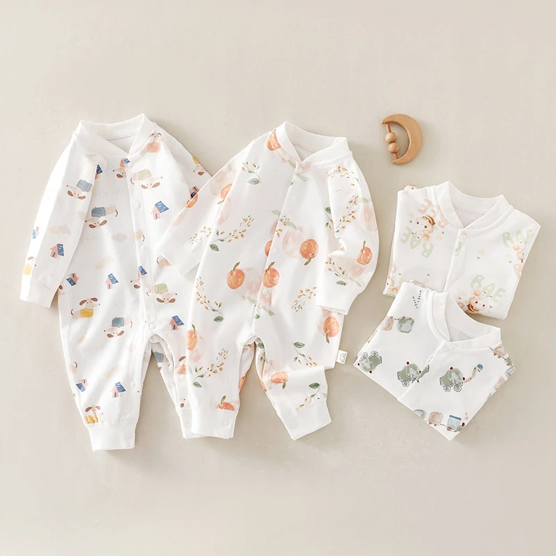 婴儿春秋款连体衣新生儿宝宝四季纯棉哈衣a类长袖爬服睡衣连体衣
