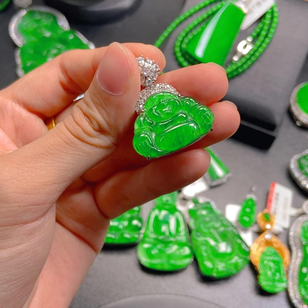 翡翠银S925镶嵌吊坠(不含链)