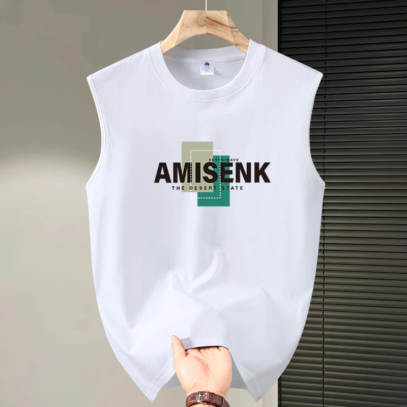 男士运动健身背心夏季透气无袖T恤纯棉t圆领休闲篮球坎肩学生潮流