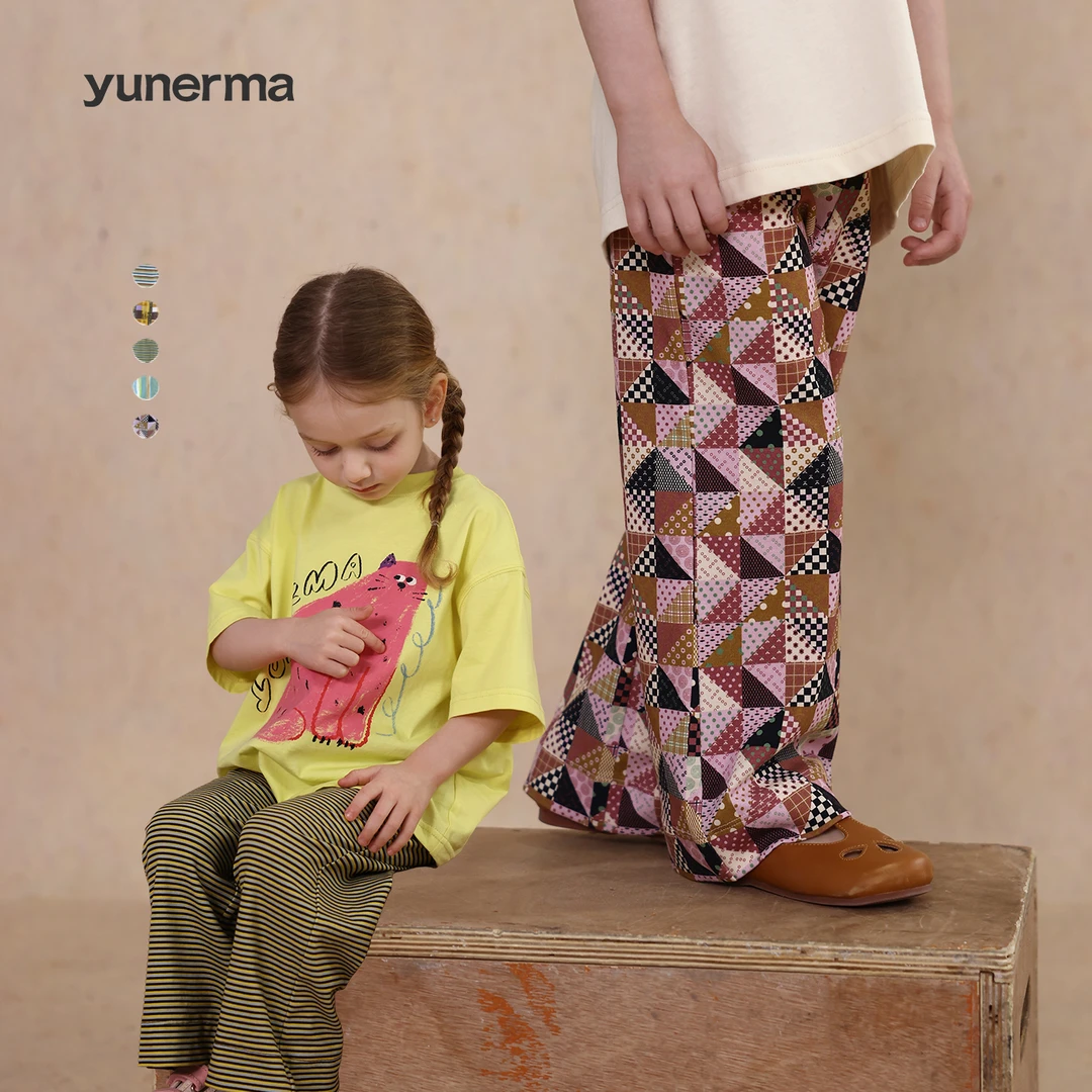 宝宝夏季新款匹马棉格子休闲裤允儿妈女童2025洋气防蚊裤儿童裤子