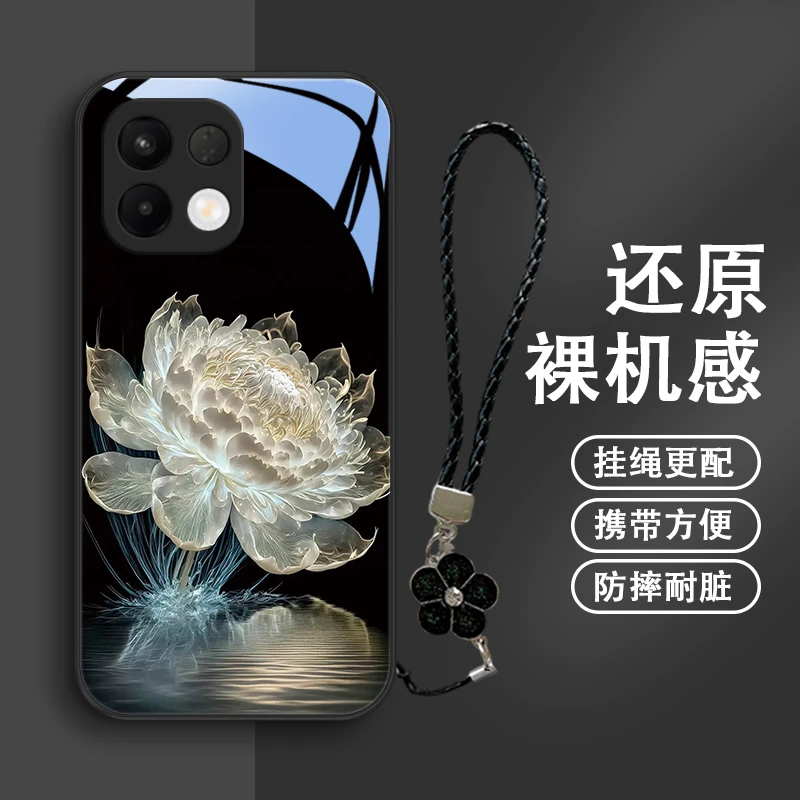 水光莲花适用oppoK12s手机壳oppok12s玻璃壳K12S保护套防摔清新新