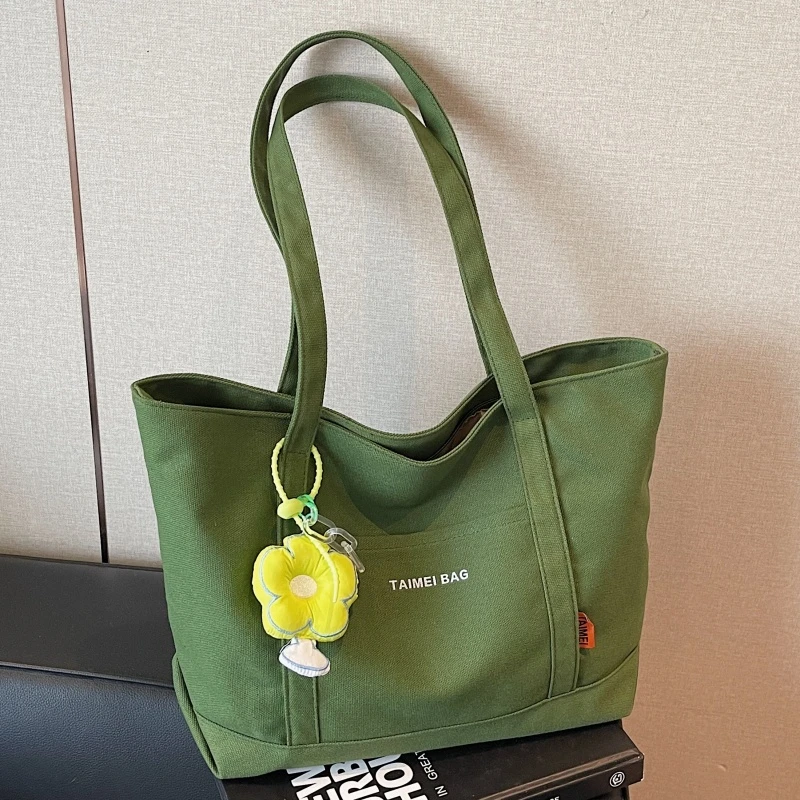 帆布包包女2025新款大容量上课通勤托特包百搭休闲学生单肩手提袋