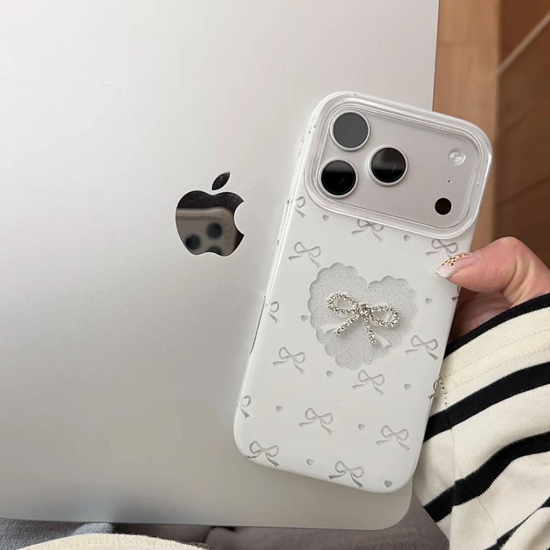 雅天立ins氛围闪粉爱心蝴蝶结适用苹果17手机壳16华为vivoppo小米