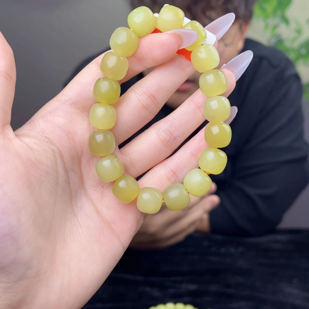 和田玉未镶嵌手链天然和田玉新疆若羌黄口12