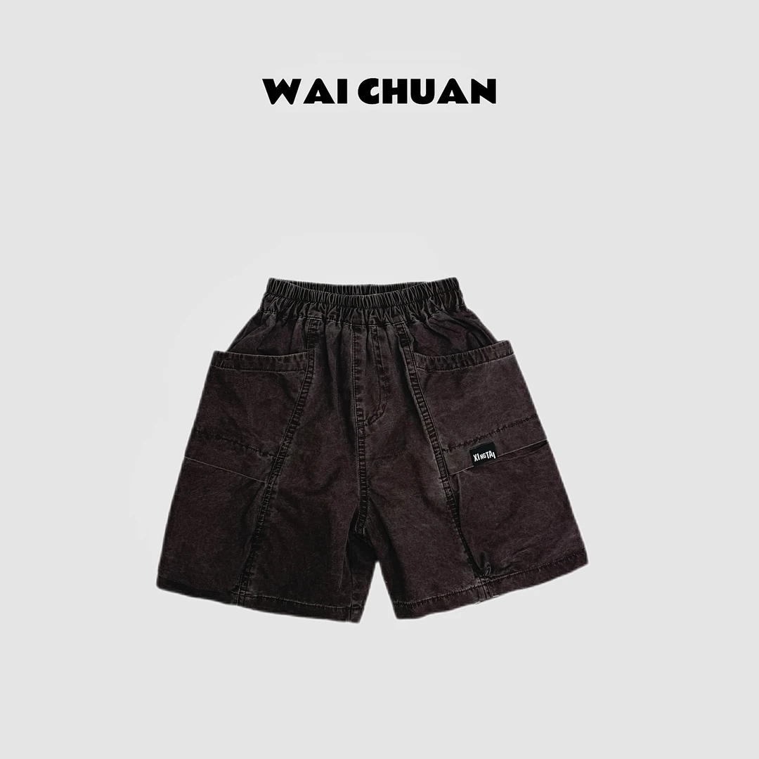 新款夏季儿童品牌棉质感透气吸汗工装短裤W2302