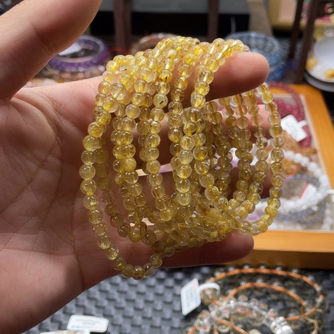 水晶手链未镶嵌金发晶多圈5+