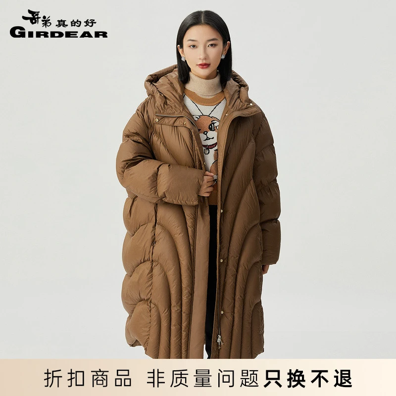 哥弟真的好连帽廓形白鹅绒羽绒服外套A401001