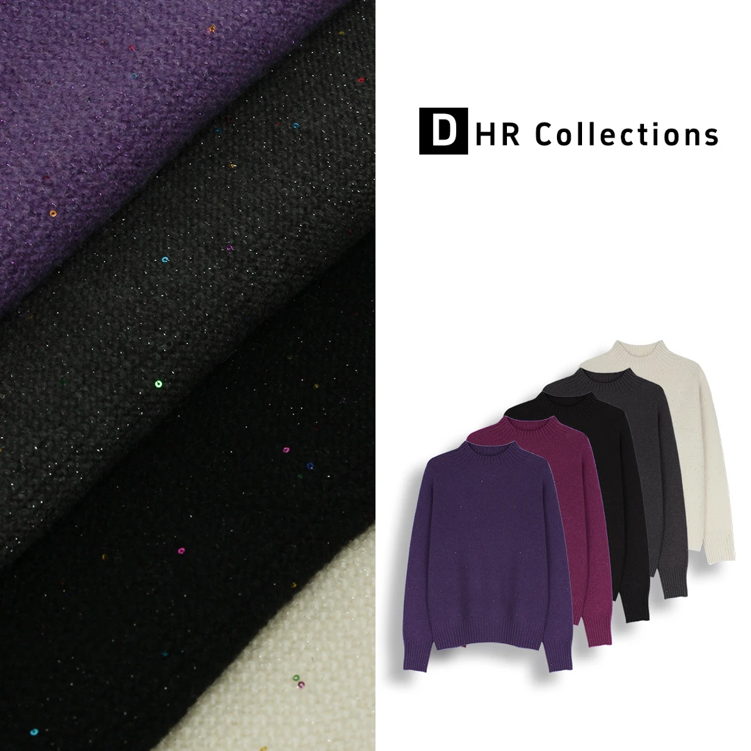 DHR COLLECTTIONS【亮片】冬季厚款绵羊毛立领毛衣针织女-DD8002