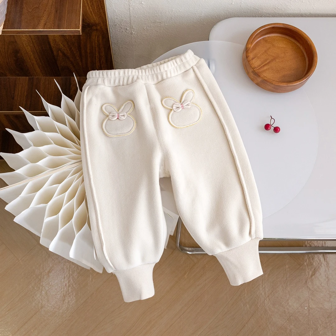 儿童一体绒加厚裤子洋气长裤新款束脚裤秋冬加绒休闲裤网红爆款裤