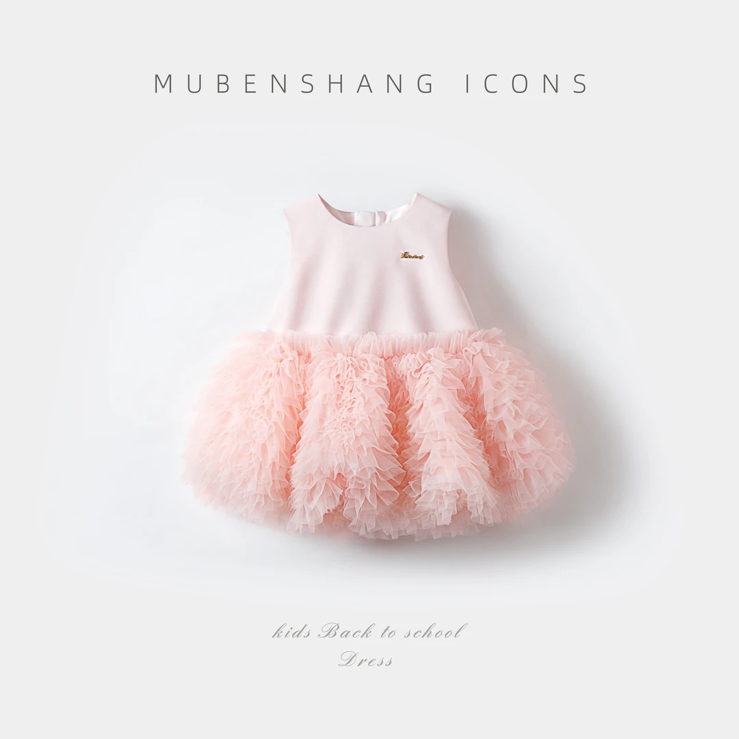 木本尚女童时尚甜美洋气蓬蓬裙蛋糕裙千金风ol连衣裙