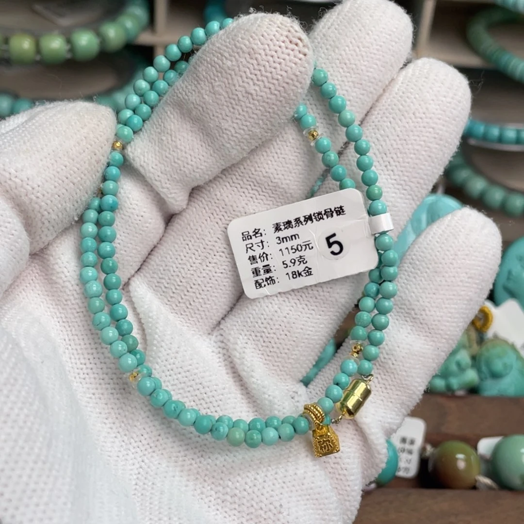 绿松石未镶嵌素璃锁骨链5