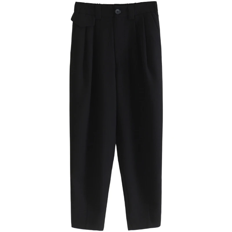 伍莎服饰云仓【黛】背后松紧烟管裤宽松纯色质感休闲小脚裤新款