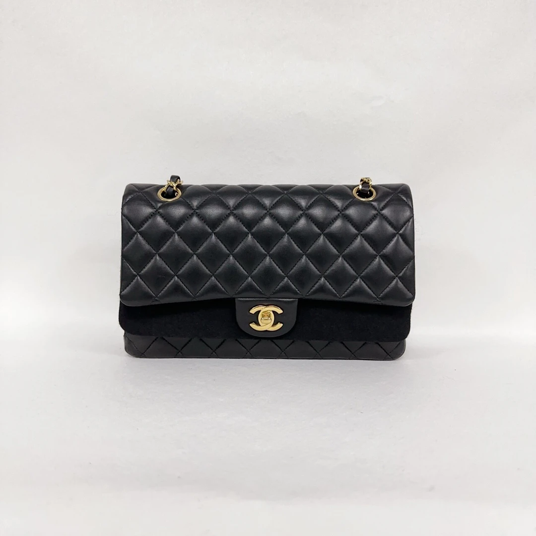 99新 Chanel/香奈儿 cf中号黑金羊皮链条包（6470）