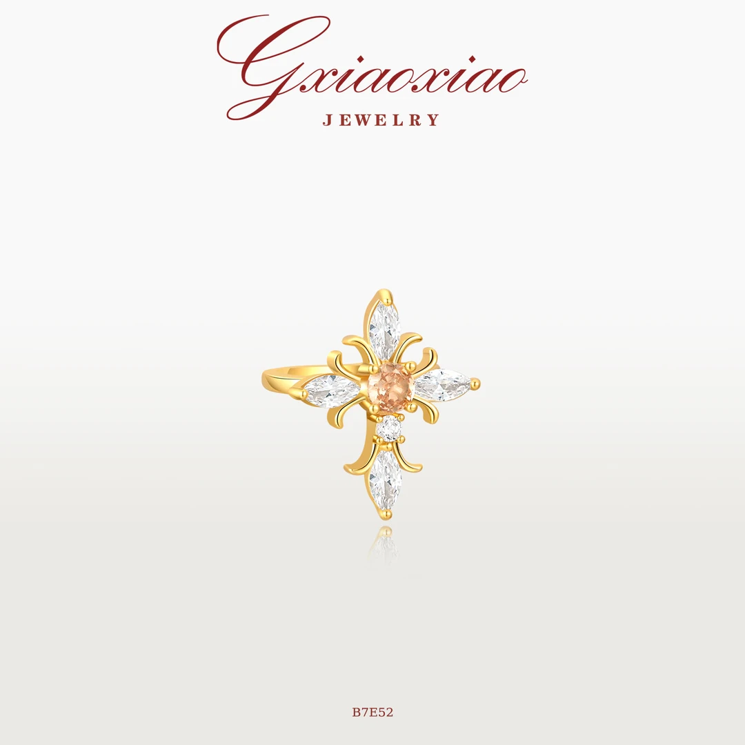 G XIAOXIAO【十字星蕊】法式气质高级十字架耳夹 B7E52