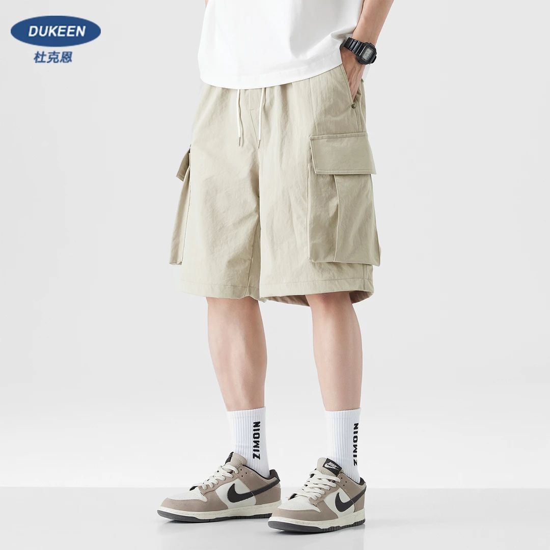 杜克恩冰丝工装短裤男夏季薄款凉感休闲中裤宽松五分裤子潮牌外穿