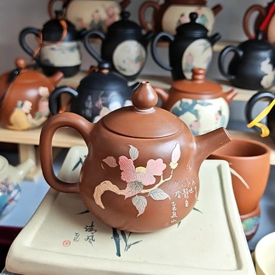 建水紫陶多道彩填茶壶全品115号150cc