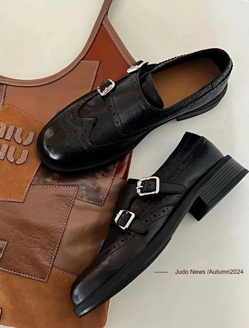 进口羊皮乐福鞋sk时尚真皮经典女士小皮鞋平底黑色英伦风女单鞋