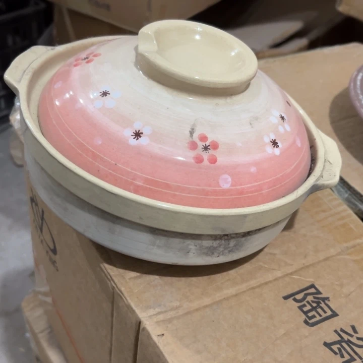 库存尾货出口日本手绘樱花锅一套口径21
